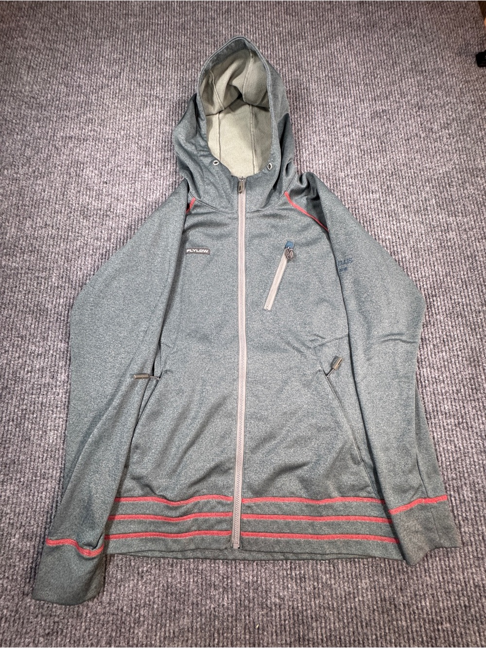 Flylow Ski Full Zip Hoodie womens Size M Medium Heathered Green 0383